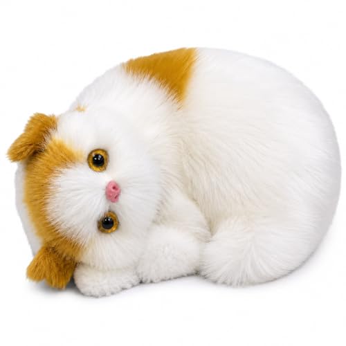 Image of Monex Stationary Cute Sitting Cat Plu | Ultra Soft Stuffed Animal for Kids, Girls & Room Decor | Decorative Cat Plushie Gift (Whait-Orange)
