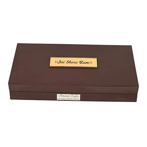Image of Shri Ram Darbar l Gold Plated Prayer Box l Charan Paduka with Chaupai | Charan Paduka Box for Pooja l Devotional Showpiece Box | Best for Wedding Gifts & House Warming | Diwali Gifts