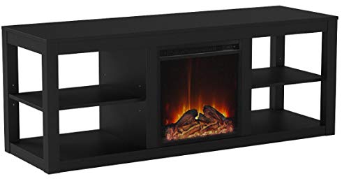 Ameriwood Home Parsons TV Stand with Fireplace, 65", Black - Thumbnail 6