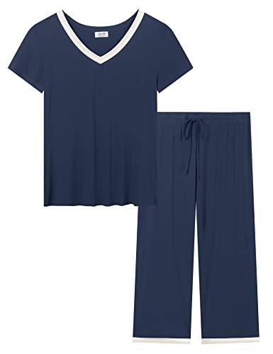 Image of Joyaria Cooling Pajamas Bamboo Viscose Lightweight PJs Set Women Wicking Sleepwear for Night Sweat S-XXL