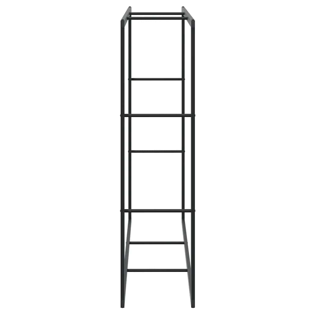 Estantería para leña de acero negro, 110 x 30 x 116 cm, para guardar leña, interior y exterior, estable estantería de metal para apilar y almacenar leña, ahorra espacio y es resistente a la intemperie