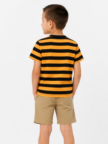 Image of LittleSpring Boys Girls T Shirt Rainbow Striped Cotton Crewneck Tees for Kids Fashion