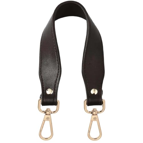CALFOVERA Asas Cortas de Cuero Sintético de 36.5cm para Bolso de Mano, Repuesto de Asa de Monedero con Cierres de Aleación, Color Marrón Oscuro, Correas de Hombro Planas de 3cm de Ancho para Mujer