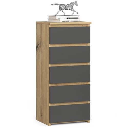 AKORD | Commode | Tiroirs | Tiroirs roulants | Fonctionnel | Idéal en Set | Robuste | Design Universe l Chêne ArtisanalChêne Artisan & Façade Gris Graphite