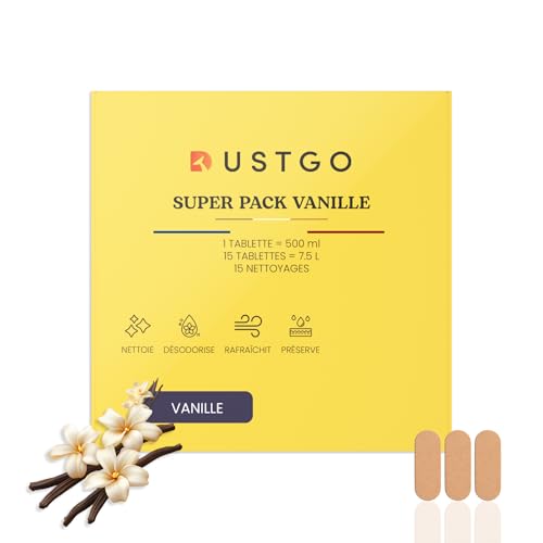 Détergent DUSTGO - Pack de 15 Pastilles Vanille | Détergent Shampouineuse pour Matelas, Canapé, Tapis, Tissus | Nettoyant Textile Parfum Doux | Sachet Écologique