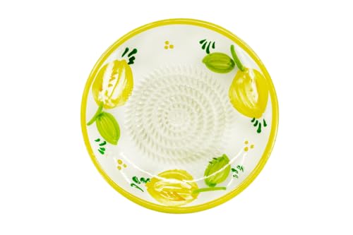 Kaladia - Keramik Reibeteller/Keramikhobel - ideal für Ingwer, Parmesan etc. - Motiv: Zitrone mit gelben Rand - Durchmesser: 12 cm… – Ansicht 1