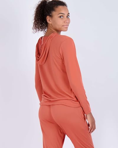 Image of Real Essentials 2 Pack: Women's Soft Long Sleeve Sleep Set - Comfortable Lounge Pull Over Hoodie and Henley Jogger