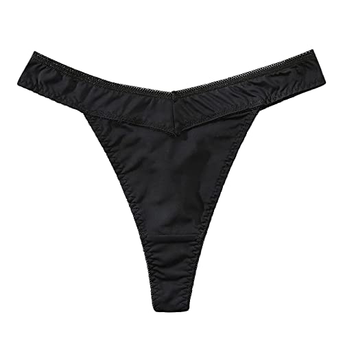 Tangas Mujer Ropa Interior de Mujer Love Letter Print Sexy Sports T String Pants Tanga Encaje Tangas Mujer Pack Sin Costuras (Black, L)