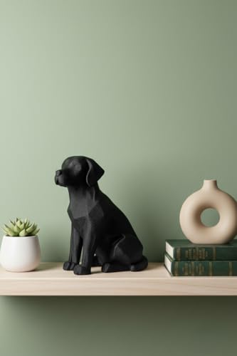 Image of Eco-Friendly Black Dog Statue - Modern Home Decor Accent | Minimalist Pet-Inspired Sculpture for Living Room, Office & Gifts