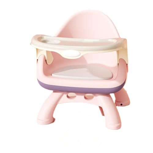 Leabdio ベビーチェア 食事用 ベビー テーブルチェア 食事椅子 子供 ローチェア プレート付き クッションがある 滑り止め 取り外し可能 洗浄が簡単 軽量 携帯便利 1~8歳に適用 (ピンク)