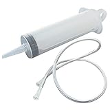 Othmro 注射器 無針付き インジェクタ 滅菌 無菌注射器 安心の包装 100ml容量 チューブ付き プラスチックとゴム製 シリンジ プラスチック 目盛り付き 大容量 オイル差し 給餌 給水 小動物のエサやり 投薬 洗浄 インク オイル 研究 実験 オイル 溶剤 接着剤 計量用 注入 ホワイトブラック 1個入り