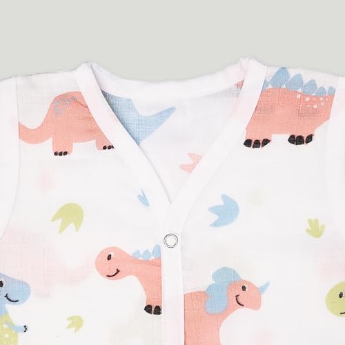 Image of Kidbea Unisex Baby Jhabla Muslin Cotton Clothes | Soft Breathable Sleeveless Infant Wear | Newborn Baby Cute Printed Summer Clothes