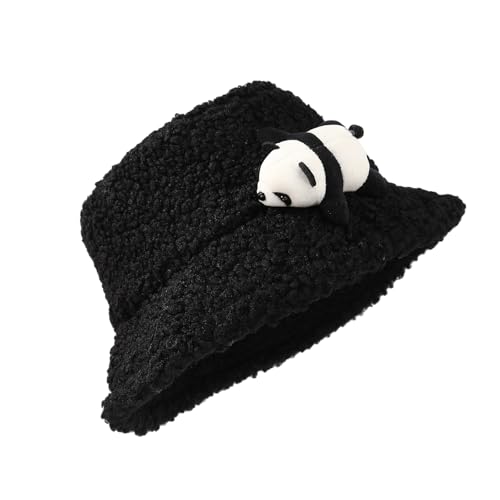 Cartoon Fisherman Hat Panda Head Wrap Furry Panda Soft Thicken for Women Outdoor Wear Winter Sports Cycling Skiing