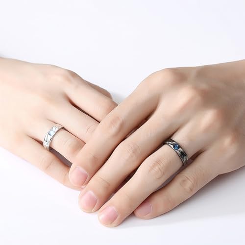 Matching Rings for Couples Promise Rings for Him & Her Engagement Wedding Rings Set Adjustable Silver Couple Rings Statement Rings Valentines Day Gifts2