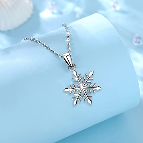 EUDORA Sterling Silver Snowflake Pendant Necklace Elegant Snow Gift for Women, 18" Rolo Chain2