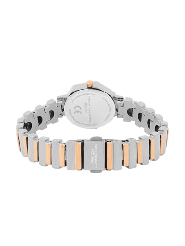 Image of French Connection Mop Blue Hexagonal Dial with Rose Two Tone Stainless Steel Strap Watch for Womens - FCN0139RTM