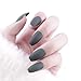 Laza 96 Pcs Colorful Fake Nails 4 Pack Olive Sapphire Misty Grey Full Cover Coffin Medium Ballet Matte Artificial Acrylic Nails - Peacock Blue