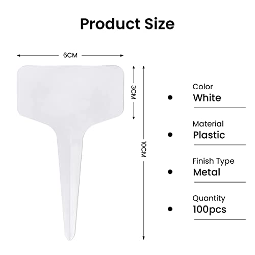 Image of HASTHIP 100pcs White Plant Label Plant Name Tag PP Plastic Reusable Plant Name Tags for Gardening Writtable Plant Tags for Plant Classfication, 100 Labels