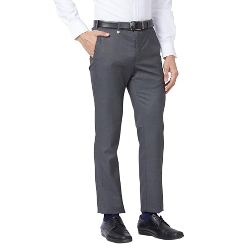 Image of Park Avenue Men's Polyester Blend Checks Small Pattern Super Slim Fit Flat Front Formal Trouser