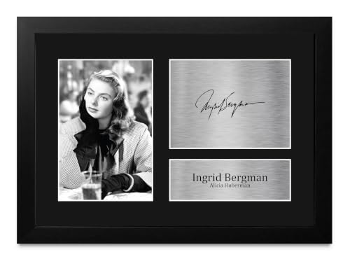 Memorabilia de película Ingrid Bergman foto firmada Notorious cuadro A4 enmarcado