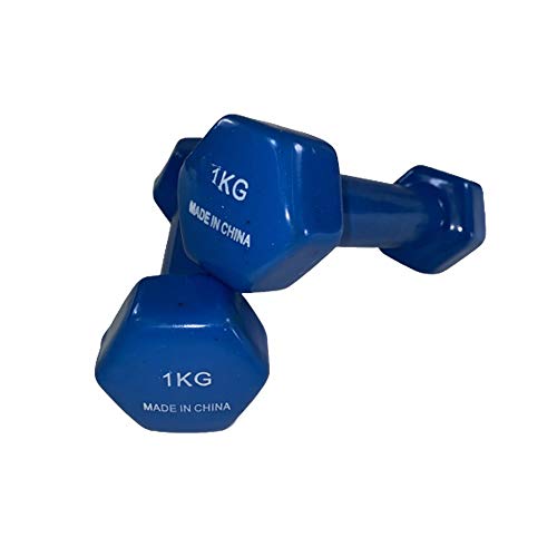 Natural Logistics Par de Mancuernas de Vinilo Fitness. 1 a 6 KG Unidad. Kottao (Azul, 2Kg)