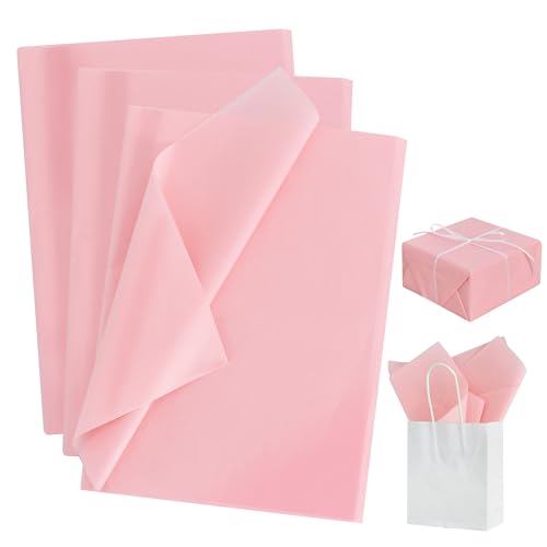 RIBBOOO Geschenkpapier Rosa 50 cm x 30 cm großes Fassungsvermögen Geschenkpapier für Valentinstag Hochzeit Geburtstag Abschlussfeier DIY handgefertigtes Geschenkpapier 100 Stück