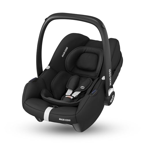 Maxi-Cosi CabrioFix i-Size, Baby Car Seat, 0–12 Months, Max. 12kg, Lightweight Car Seat Newborn (3.2kg), Large Sun Canopy, Extra Padded Seat, Fits Most Maxi-Cosi Pushchairs, Essential Black