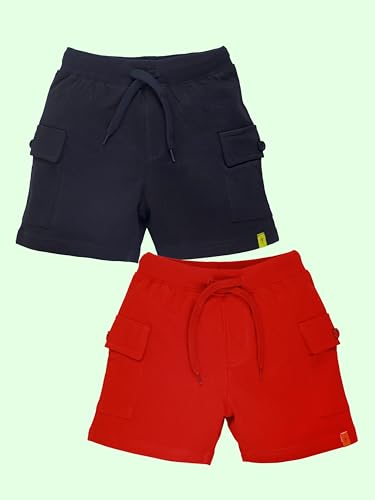 Image of KiddoPanti Boys 100% Cotton Knitted Above Knee Length Basic Cargo Shorts