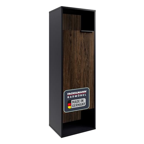 FACKELMANN B.Paris Midischrank in Schwarz – Moderner Hängeschrank mit Soft-Close-System, Rigoletto-Front in braun, Zwei offene Ablagefächer, Türanschlag Links – Made in Germany FACKELMANN B.Paris Midischrank in Schwarz – Moderner Hängeschrank mit Soft-Close-System, Rigoletto-Front in braun, Zwei offene Ablagefächer, Türanschlag Links – Made in Germany