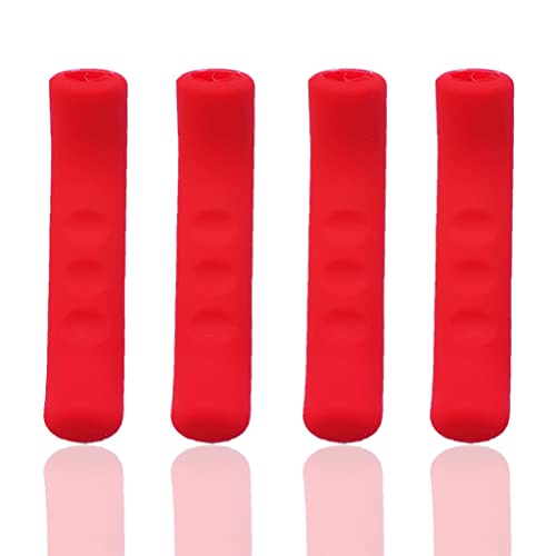 Mantain 4 Pcs Bicycle Brake Levers Sleeve Silicone Gel Anti-Slip Brake Handle Protection Cover 2 Pair (Red)