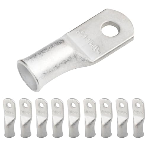 Image of SELTERM 10pcs 4 AWG-#10 Stud Marine Grade Tinned Copper Wire Battery Lugs