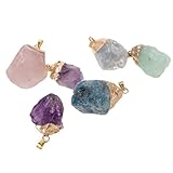 KICHOUSE 6 Dijes de Cristal Natural para Pendientes y Collares, Piedras de Colores Irregulares como Cuarzo Rosa y Apatita Azul, Materiales para Bijouterie