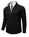 COOFANDY Herren Strickjacke Reißverschluss Langarm Pullover Schwarz M