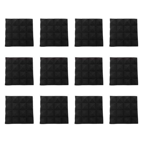 Panneaux d'isolation acoustique de 5 cm lot de 12 mousses pyramidales noires Ciieeo
