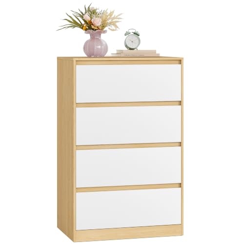 VASAGLE Cómoda de 4 Cajones para Dormitorio, 60,2 x 40,4 x 97,4 cm