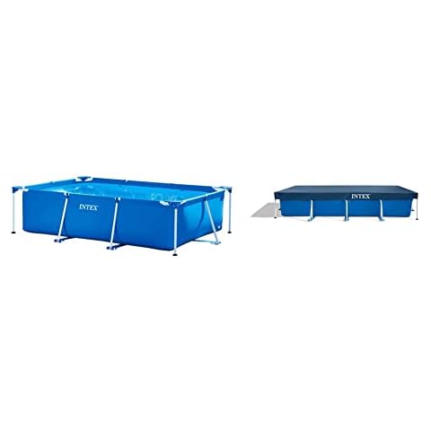 Intex 28272NP Small Frame - Piscina Desmontable + Cobertor Piscina Rectangular Cover