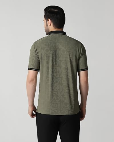 Image of TOPLOT Men's Premium Jacquard Polo T-Shirt | Geometric Textured Design | Contrast Collar & Cuffs | Soft Breathable | Perfect for Office & Casual Wear | Available in Pack of 2 (5281)