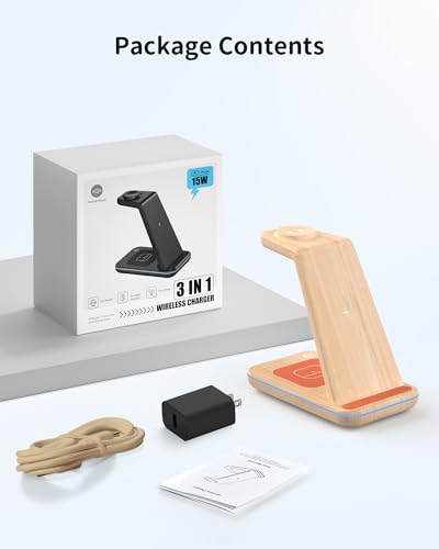 Image of Wireless Charging Station for Apple Products: 3 in 1 Apple Wireless Charger for iPhone 16 /15 /14 /13 /12 /11 /SE /X Pro Max - Apple Watch Ultra /10 /9 /8 /SE /7 /6 /5 /4 /3 - AirPods 2 /3 /4 Pro