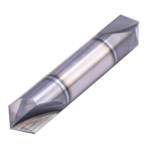 Image of 1 /2 inch 2 Flute 90 Double End Solid Carbide Chamfer End Mill - AlTiN Coated | 90 Chamfer Angle, V Groove Router, 1 /2 inch Shank 3 inch OAL For Milling Wood, Alloy Steel, Carbon Steel, Cast Iron, Copper