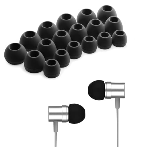 Set of 18 Silicone Tips For Earphones Earplugs Replace Earbuds Soundproof Cap for In-Ear Headphones Replacement Eartips 3 Different Size (S/M/L) Black