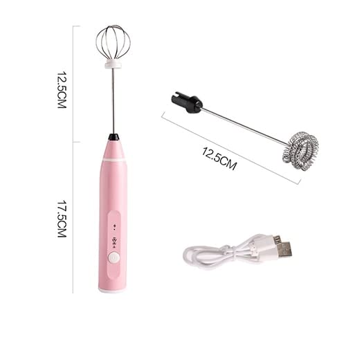 Mezclador de Mano inalámbrico Leche eléctrica 7 en 1 Fabricante de Espuma Recargable portátil Handheld Fabricación de Mano Alta Velocidad Bebida Mezclador café Espuma Varita (Color : B-Pink)