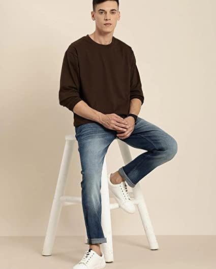 Image of Men's Solid Brown Oversized T-Shirt (Brown)