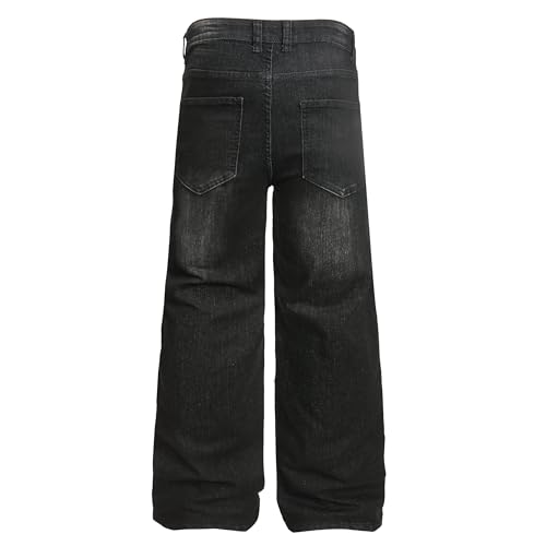 Image of QIMYUM Men's Wide-Leg Baggy Flex Jeans Relaxed Loose Fit Long Denim Pants