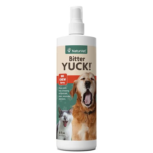 NaturVet Bitter Yuck! No Chew Spray for Dogs, Cats, and Horses Pet Training Spray, Liquid, Made in The USA, 16 Ounce