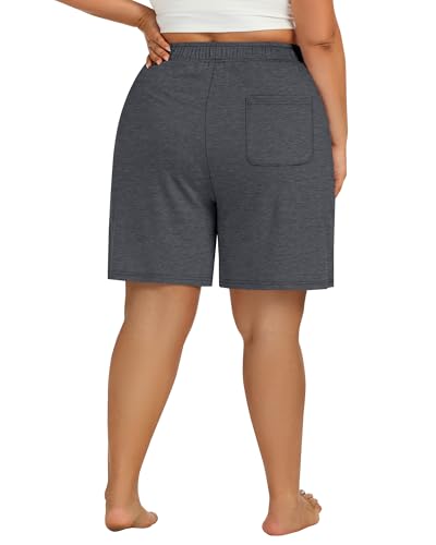 Neer 3 Pack Plus Size Women's Bermuda Shorts Cotton Drawstring High Waisted Casual Athletic Sweatpants Shorts with Pockets3