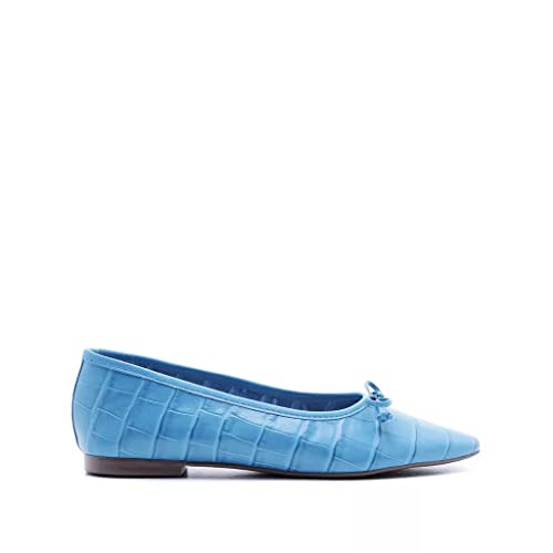 SCHUTZ Arissa Square Toe Bow Ballet Flats Slip On Ocean Blue Leather Flats3
