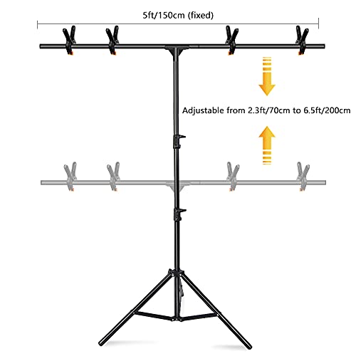 [Upgraded T-Shaped Joint Version] T-Shape Backdrop Stand Kit 6.5X5Ft, Mountdog Photo Backdrop Stand Background Support System With 4 Clamps For Photography Video Studio (Backdrop Not Included) #TOP5