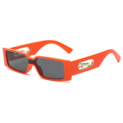 Lunettes de soleil UV400 rectangle avec monture léopard punk pour une protection solaire totale