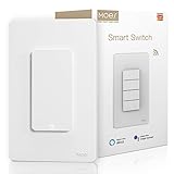 MOES 2.4GHz Wi-Fi Smart Light Switches, Neutral Wire Required, Inteligente Single Pole Switch, Work with Alexa Google Assistant, Remote Control, No Hub Required