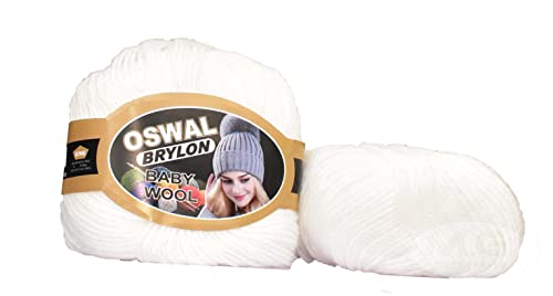 Image of OSWAL 120% Acrylic Wool White 12 GMS Wool 4 ply Wool Ball Hand Knitting Wool /Art Craft Soft Fingering Crochet Hook Yarn- Art-AECA